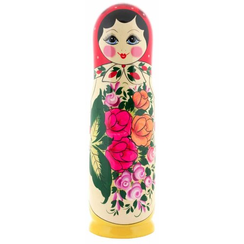 Матрешка Ромашки, 5 мест белый, красный