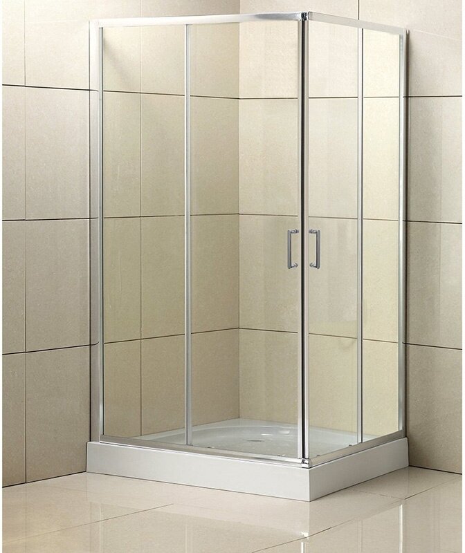 BelBagno Душевой уголок BelBagno UNO-195, 100 х 80 х 195 см, стекло рифленое, профиль хром, UNO-195-AH-2-100/80-P-Cr