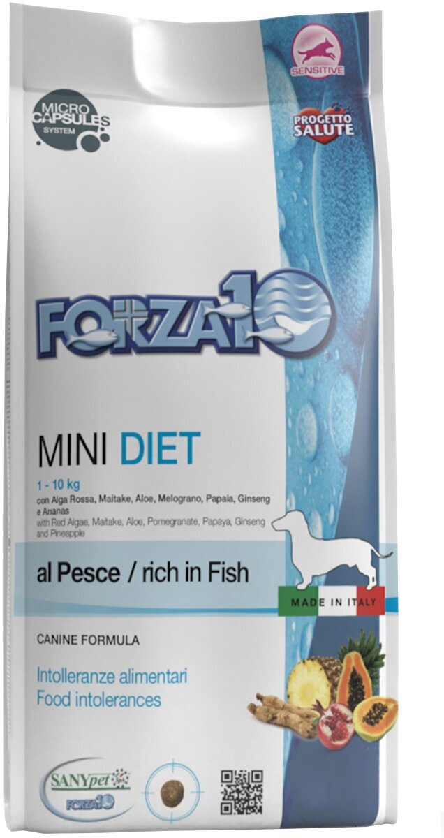 Сухой гипоаллергенный корм для собак мелких пород Forza10 Mini Diet Pesce рыба ,400гр