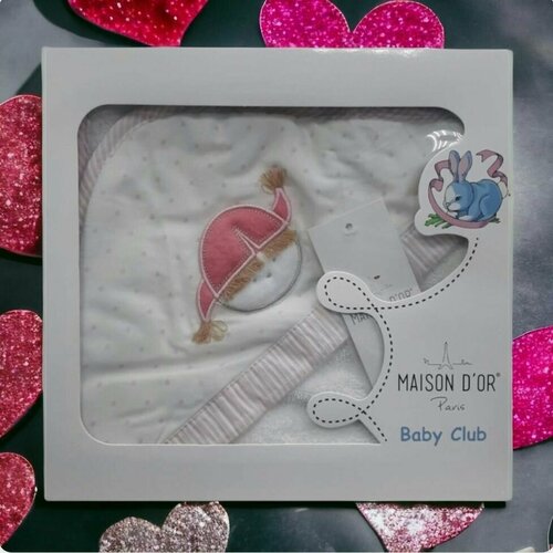Детское полотенце-уголок Baby kundak Maison dor (белый-розовый), Детское полотенце-уголок 75x75