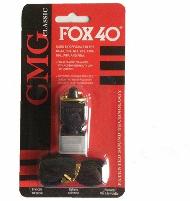 Свисток FOX40 "Classic", пластик, для баскетбола и футбола, чёрный.