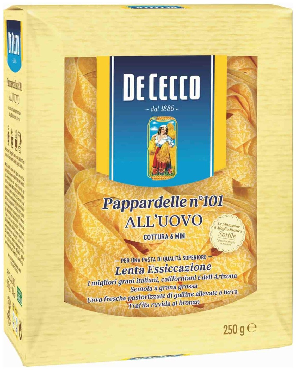 Макаронные изделия яичные De Cecco из твердых сортов пшеницы Папарделли-101, 250гр. - фотография № 5