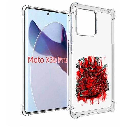 Чехол MyPads красный скелет воин для Motorola Moto X30 Pro задняя-панель-накладка-бампер