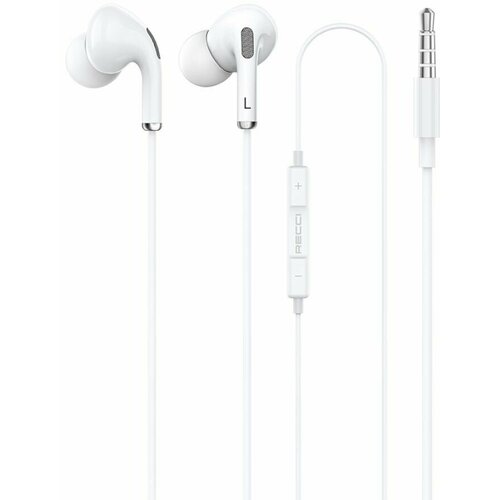 Наушники проводные 3.5mm jack Recci REP-L16 Wired Earphone - Белые