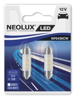 NF6436CW02B NEOLUX Лампа диодная C5W 12V-LED 0,5W (SV8,5-35/11) 6000K SV8.5-8 (блистер 2шт.)