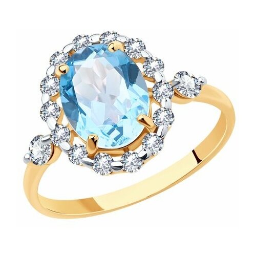 фото Золотое кольцо sokolov 716175 с топазом и фианитом diamant-online