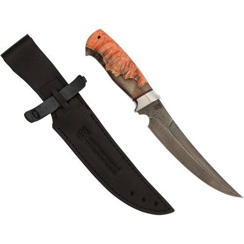 Нож Сурукуку (нержавеющая дамасская сталь, кап клёна стабилизированный-ал.) нож сурукуку нержавеющая дамасская сталь орех ал