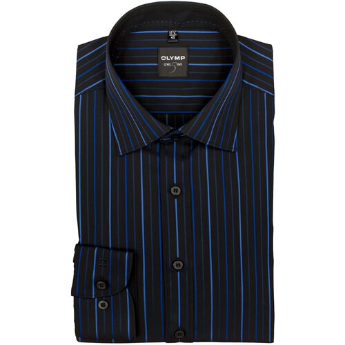 Рубашка мужская OLYMP Level Five Body Fit черно-синяя полоска арт. 80486418 размер 37