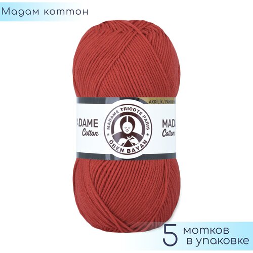 Пряжа Madame Tricote Madame Cotton №058, 49% хлопок + 51% акрил, 100гр. 280м. 5шт.