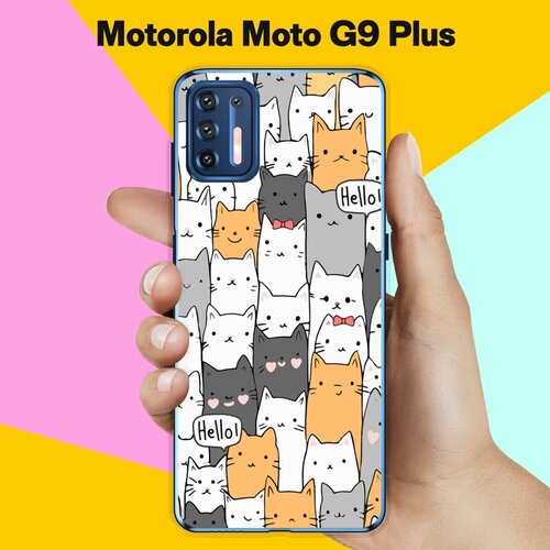 Силиконовый чехол на Motorola Moto G9 Plus Много котов / для Моторола Мото Джи9 Плюс силиконовый чехол на motorola moto g9 plus много котов для моторола мото джи9 плюс