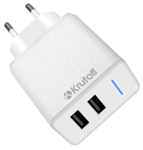 Сетевое зарядное устройство (СЗУ) KF CH-07 2xUSB, 2.4A (white)