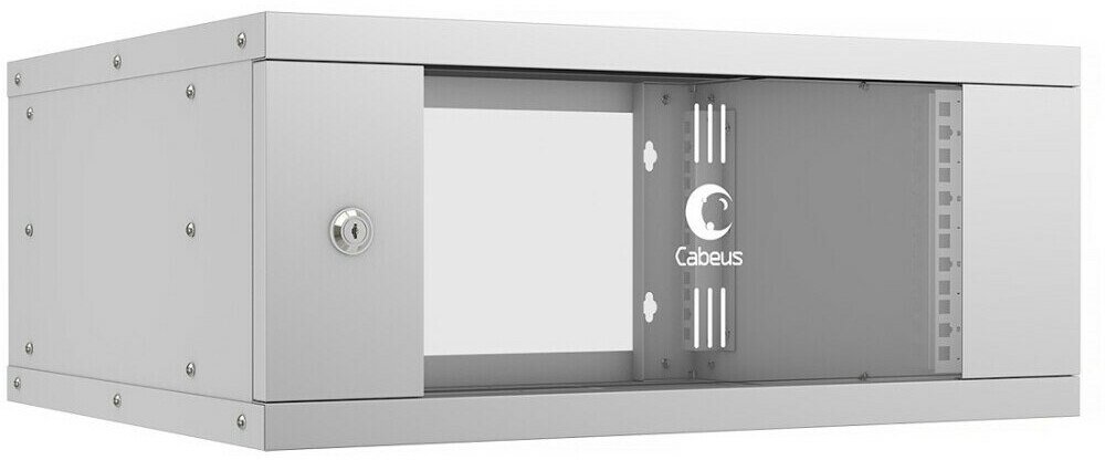 Cabeus WSC-05D-4U55/45 Шкаф телекоммуникационный настенный 19" 4U серия LIGHT разборный дверь стекло цвет серый