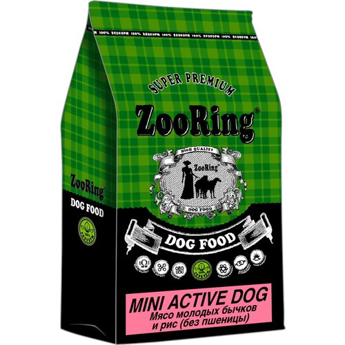ZOORING MINI ACTIVE DOG гипоаллергенный для активных взрослых собак маленьких пород с мясом молодых бычков и рисом (2 + 2 кг) zooring dog mini lamb