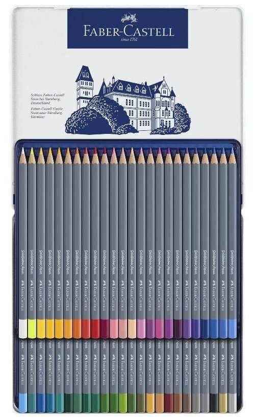 Карандаши акварельные Faber-castell художественные "Goldfaber Aqua", 48цв, метал. коробка