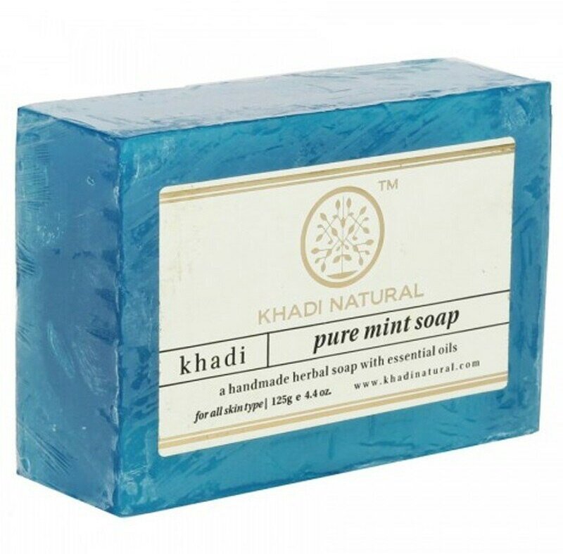 Натуральное ментоловое глицериновое мыло Кхади (Pure Mint Glycerine Soap Khadi Natural) 125 грамм