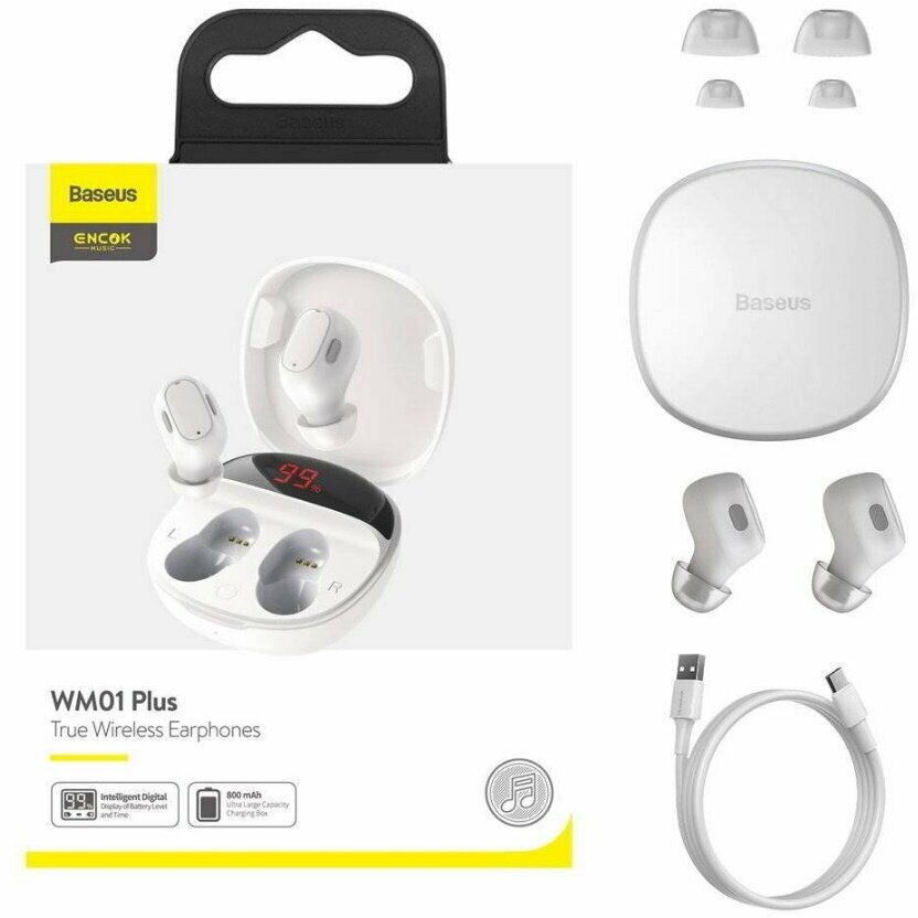 Беспроводные наушники Baseus Encok True Wireless Earphones WM01 Plus Белые (NGWM010002)