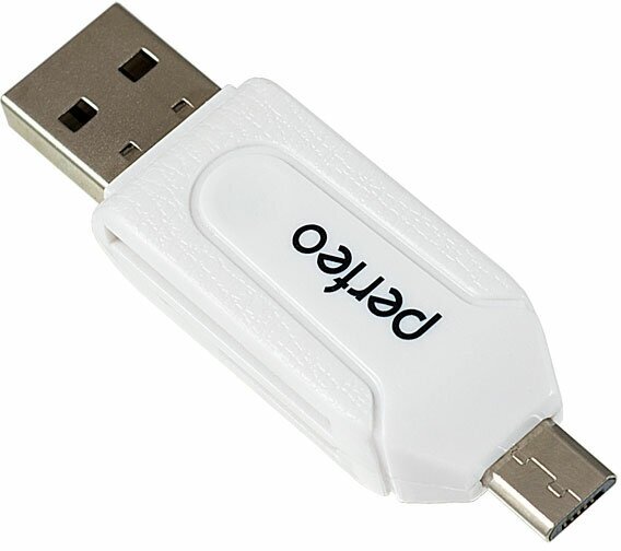 Картридер Perfeo PF-VI-O004, белый (USB+OTG)