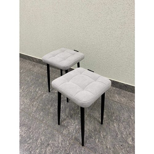 Табурет мягкий пуф/ Лофт для кухни/прихожей/спальни/цвет светло-серый с черными ножками/ 3шт