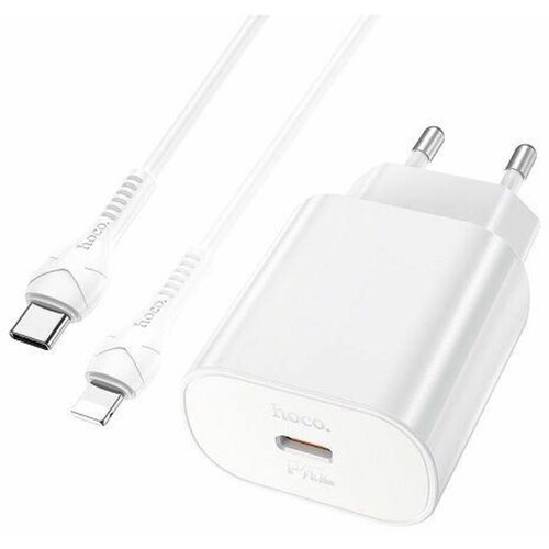 СЗУ-1USB-C Hoco N22, PD 25W + кабель Type-C to Lightning белый 