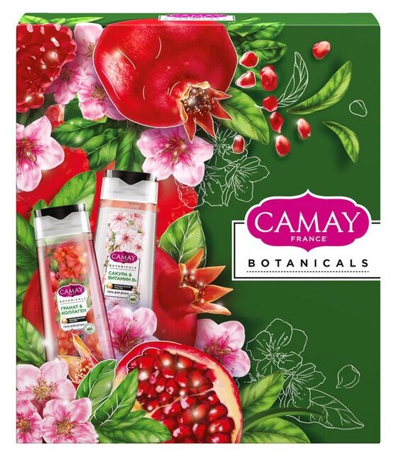 Подарочный набор Camay Botanicals Гели для душа Цветущая сакура 250мл + Цветы граната 250мл Unilever - фото №13