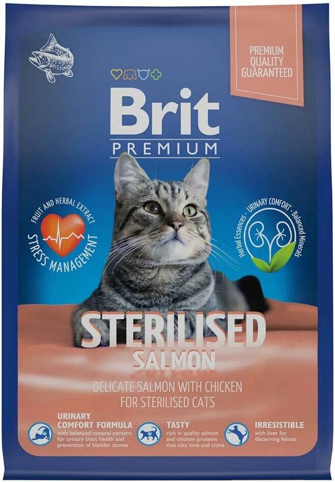 Сухой корм Brit для стерилизованных кошек лосось и курица premium cat sterilized salmon & chicken 400г5049356