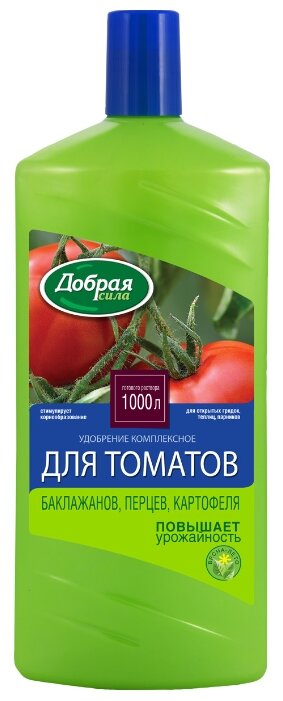 Жидкое органо-минеральное удобрение Для томатов, баклажанов, сладкого перца, канистра 1 л, Добрая сила