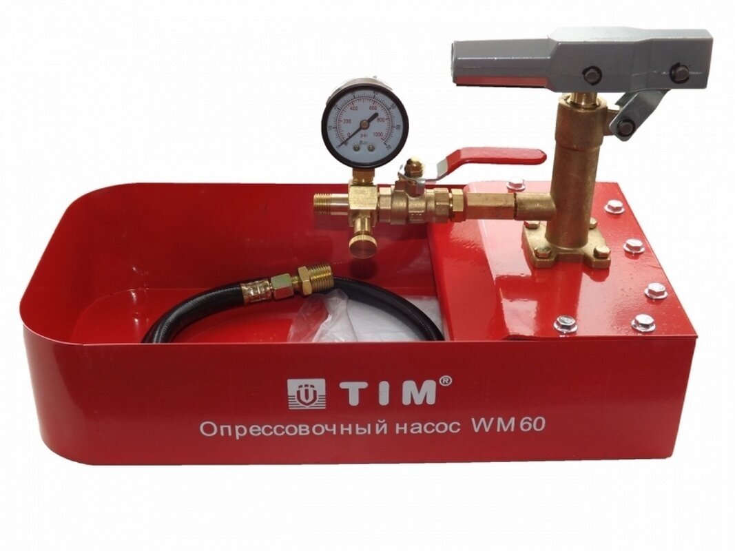 Ручной опрессовочный насос с резервуаром на 7л, макс. давление: 60 Бар - 1/2" TIM WM-60