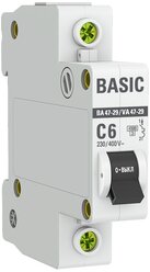 Автоматический выключатель EKF Basic ВА 47-29 1P 6А тип С 4,5 кА 230 В на DIN-рейку (mcb4729-1-06C)