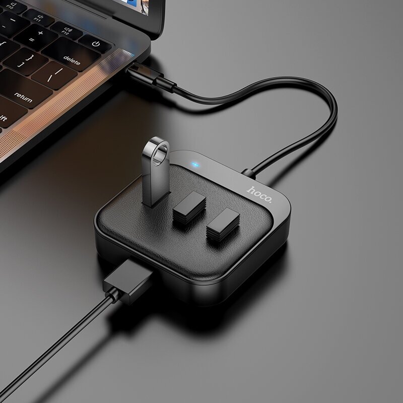 USB Хаб-концентратор разветвитель 4 порта USB-20 конвертер для Type-C поддержка OTG функции Hoco HB31 Hub Converter черный