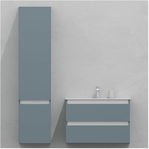 Комплект мебели для ванной тумба 80 см и пеналом 40*35*170 см, левый, цвет RAL 7000, влагостойкий, матовая эмаль + лак, серия СДпрестиж