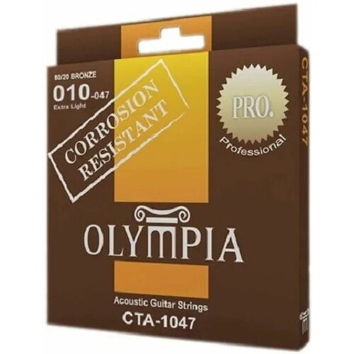 Olympia CTA 1047 Струны для акустической гитары, Coated 80/20 Bronze,10-47 струны для акустической гитары olympia cta 1253