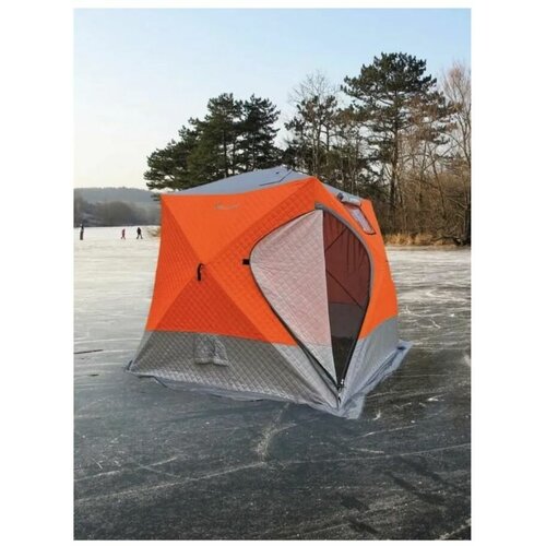 фото Мобильная баня / трехслойная палатка-куб для зимней рыбалки mir camping / зимняя палатка 4-местная мир кэмпинг mir-2017, оранжевый mircamping