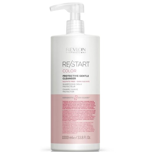 Revlon Professional шампунь Restart Color Protective Gentle Cleanser для нежного очищения волос, 1000 мл revlon professional restart purple укрепляющий фиолетовый шампунь для волос cleanser shampoo 1000 мл