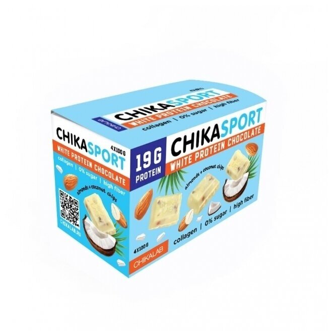 Chikalab Chikasport шоколад молочный с миндалем 100гр (4шт)