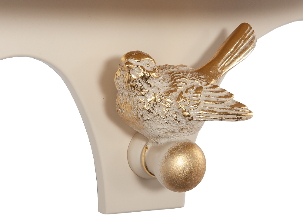 Деревянная настенная полка BOGACHO Гармония средняя бежевого цвета со скульптурой птички из мрамора ручная работа - фотография № 5