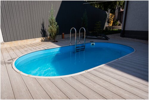 Изображение товара Бассейн каркасный LARIMAR: морозоустойчивый, овальный. 640 х 305 х 125 см. Цвет шоколад + Чашковый пакет толщиной 0,4 мм.