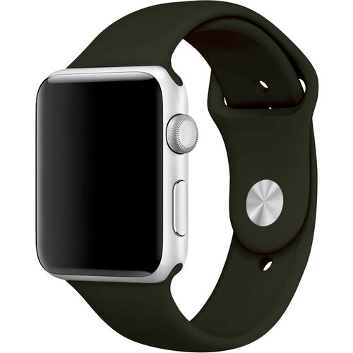 Силиконовый ремешок на Apple Watch 1-9, SE 42, 44, 45 и 49 мм / Сменный браслет для часов Эпл Вотч 1, 2, 3, 4, 5, 6, 7, 8, 9, СЕ / Темно-зеленый