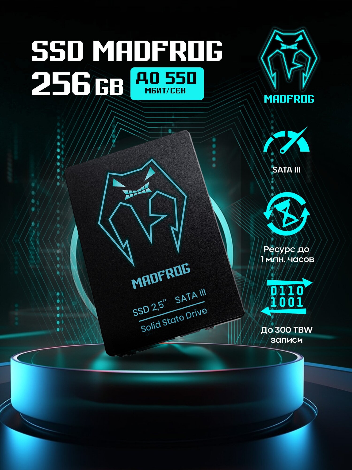 Твердотельный накопитель жесткий диск SSD Madfrog 256 Gb - российская гарантия скорость до 560 Мбит/сек