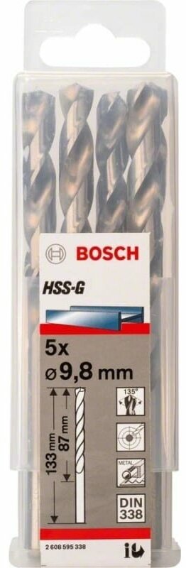 Сверло по металлу, по бетону BOSCH Standardline 2.608.595.338 9.8 x 133 мм - фотография № 2