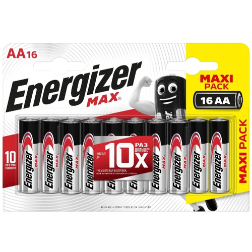 Батарейка Energizer MAX LR6 AA BL16 Alkaline 1.5V, 16 шт. в упаковке