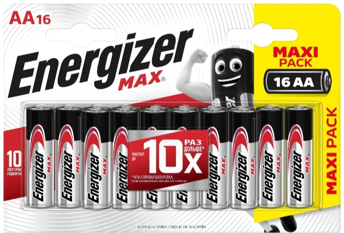 Батарейка Energizer MAX LR6 AA BL16 Alkaline 1.5V, 16 шт. в упаковке