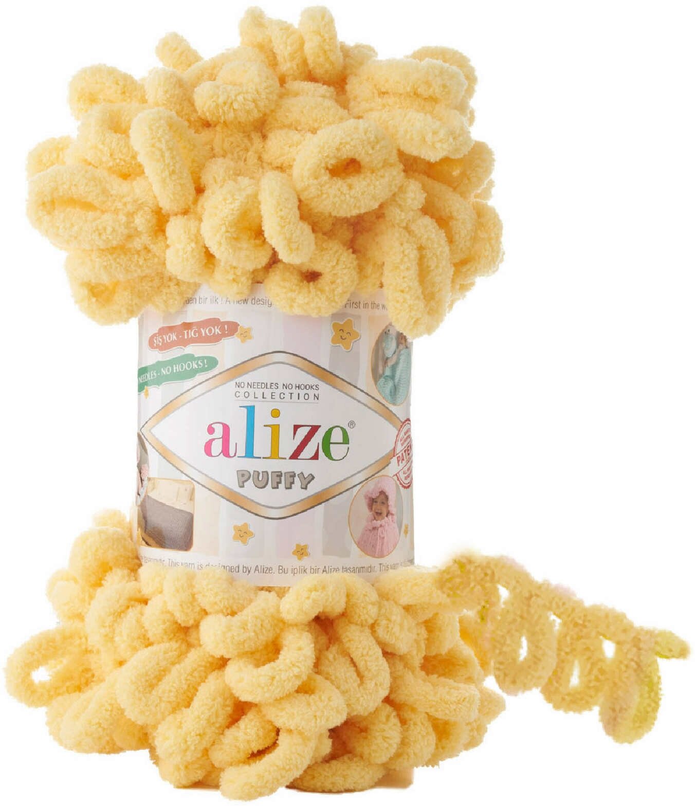 Пряжа Alize Puffy желтый (509), 100%микрополиэстер, 9м, 100г, 1шт