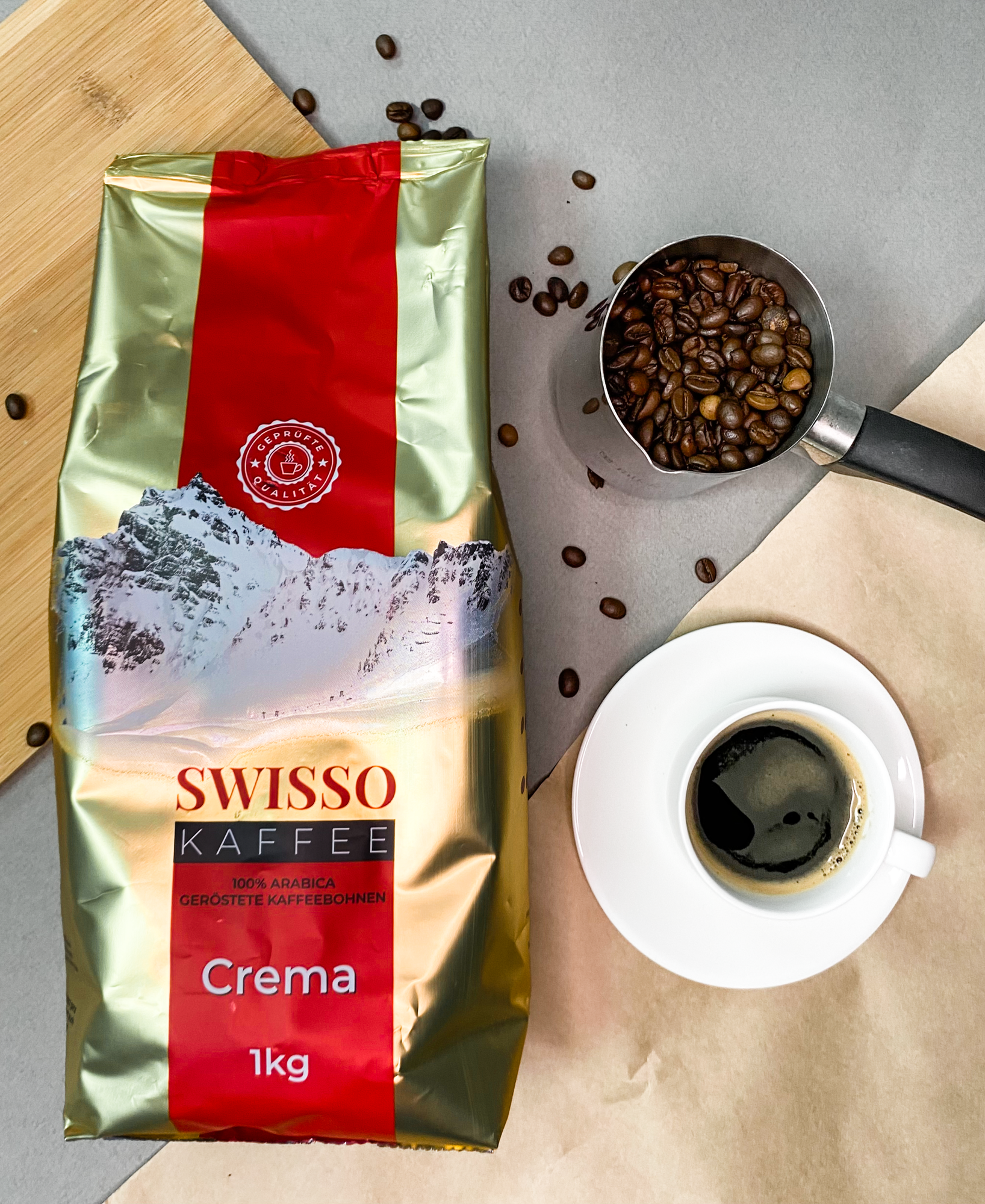 Кофе в зернах Swisso Kaffee Crema 1 кг - фотография № 4