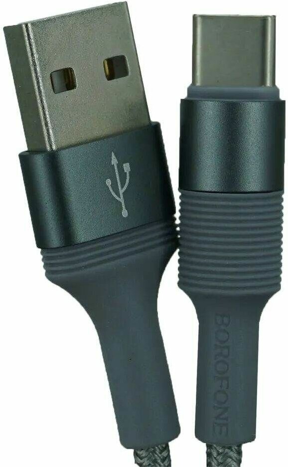 Кабель Borofone BX21 для смартфона, USB - Type-C, 1м, 3A, цвет серый, 1 шт