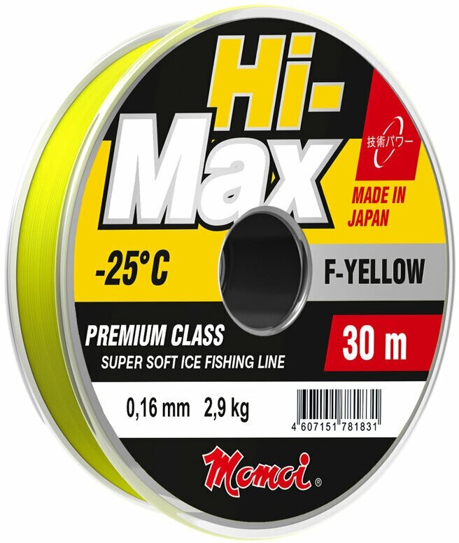 Монофильная леска для рыбалки Momoi Hi-Max F-Yellow 30м / цвет желтый