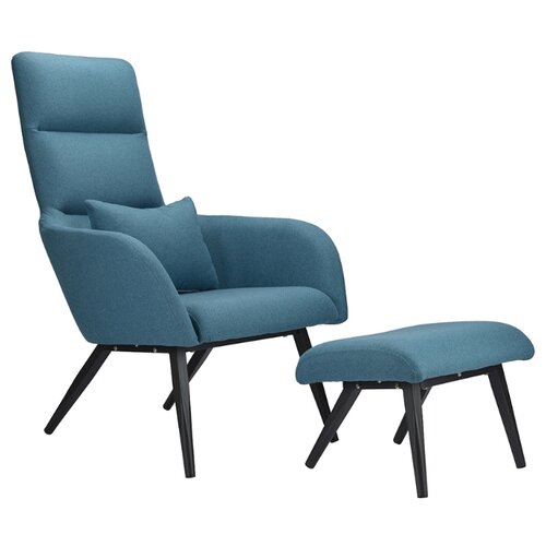 фото Кресло с подставкой для ног и подушкой berg bridjet, серо-голубое