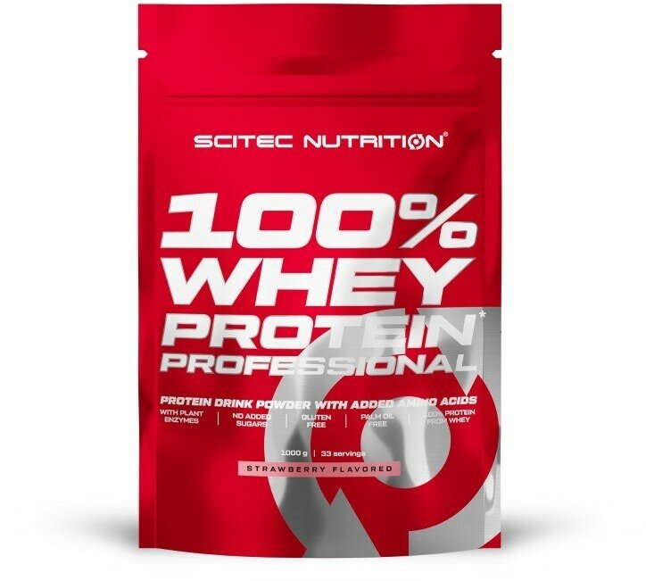 Протеин сывороточный Scitec Nutrition Whey Protein Professional, порошок, 1000 г, клубника