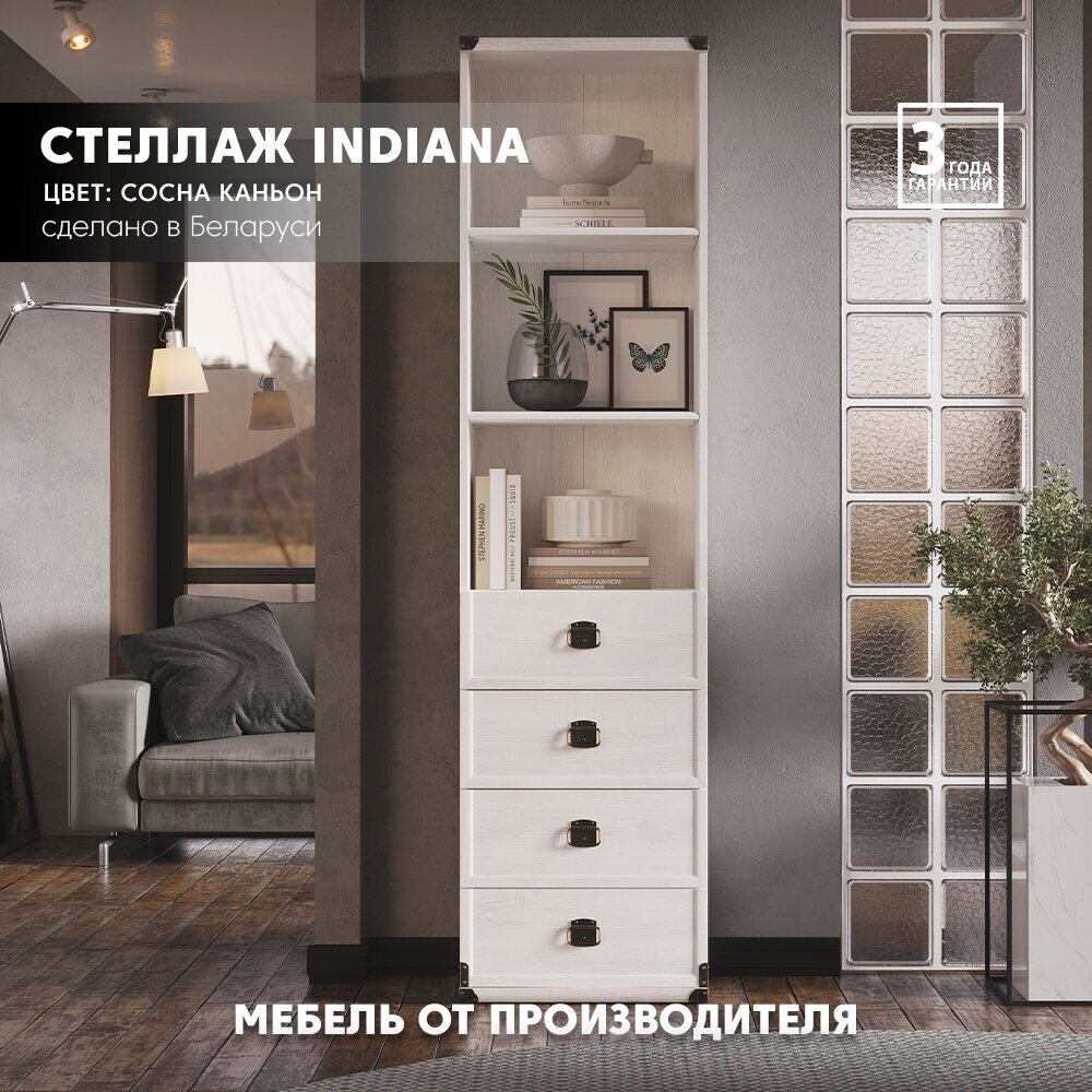 Шкаф / Стелаж Indiana JREG 4so/50 (Сосна каньйон) Black Red White