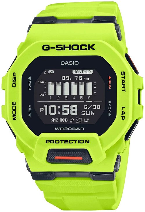 Наручные часы CASIO Японские спортивные наручные часы Casio G-SHOCK GBD-200-9ER с хронографом, зеленый