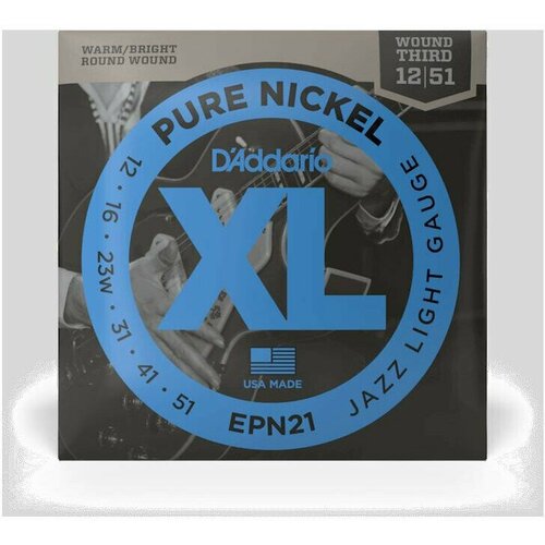 d addario epn21 pure nickel jazz light 12 52 струны для электрогитары никель 12 52 D'Addario EPN21 Jazz Light Струны для электрогитары